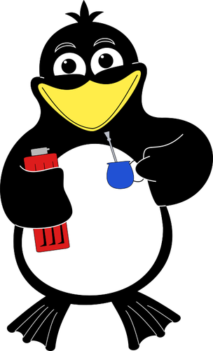 Clipart vectoriels de penguin tenant softdrink