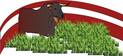 Vector graphics of bull grazing grass