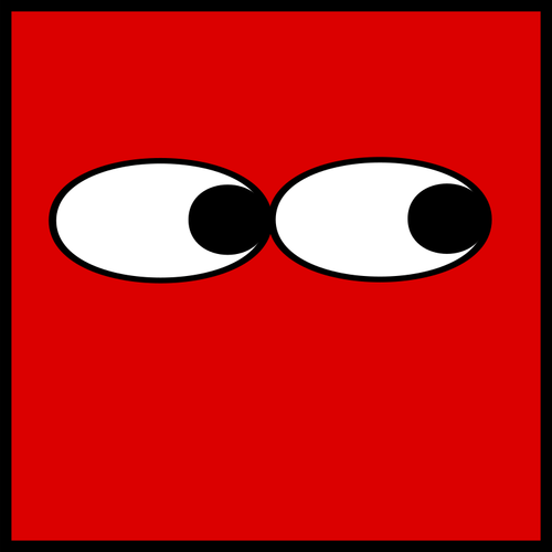 Rotes Quadrat mit Augen