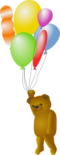Oso de peluche con globos dibujo de vectores