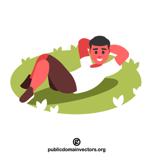 נער שוכב על הדשא