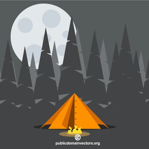 松树林中的帐篷