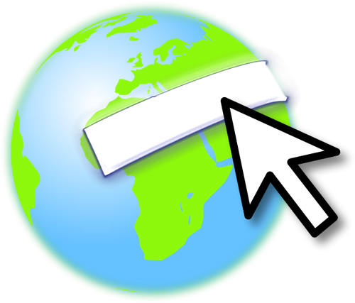 Logotipo de tierra con una imagen de vector de puntero del ratón