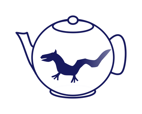 Grafika wektorowa niebieski kontur herbaty pot