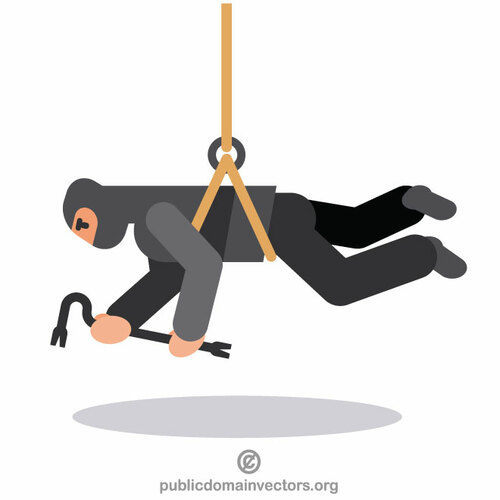 Thief hanging on a rope