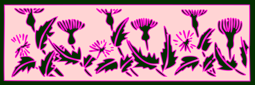 Wybór roślin oset z neon light profil ilustracja wektorowa