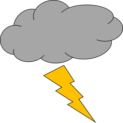 Vektor ilustrasi awan dengan thunderbolt cuaca ikon