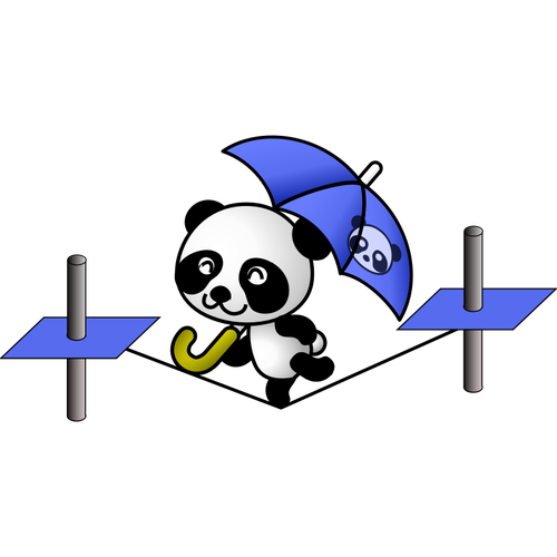 Panda nuoralla vektorikuvassa