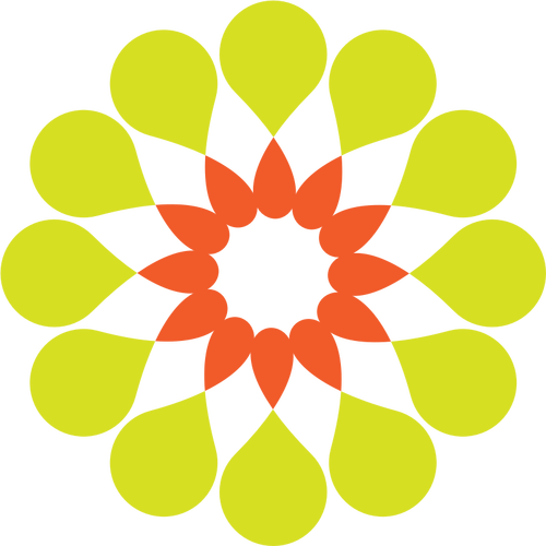 Векторное изображение зеленых и оранжевых абстрактный цветок