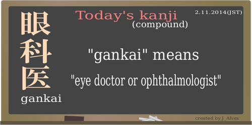 Vettore di Kanji "gankai" significato "oculista"