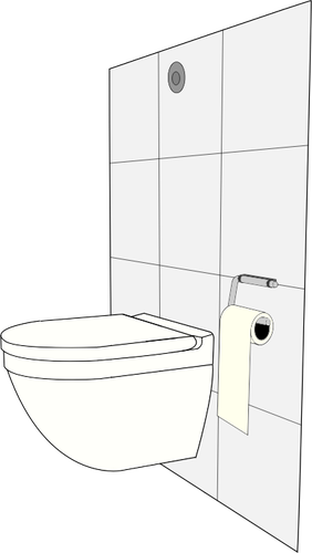 Vektorikuva modernista wc: stä, jossa on säiliö seinän takana
