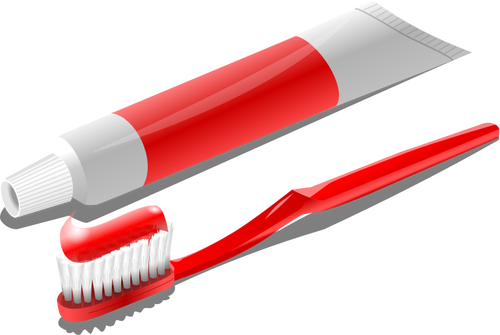 Cepillo de dientes con crema dental tubo vector imágenes prediseñadas