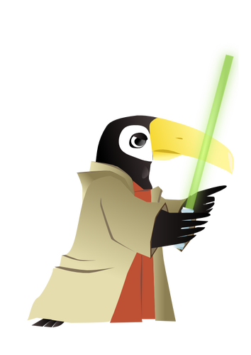 Wektor rysunek pingwina z mieczem świetlnym