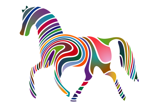Koně v barevných vektorový obrázek
