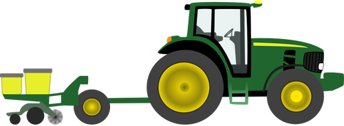 Traktor pertanian dengan grafis vektor penanam
