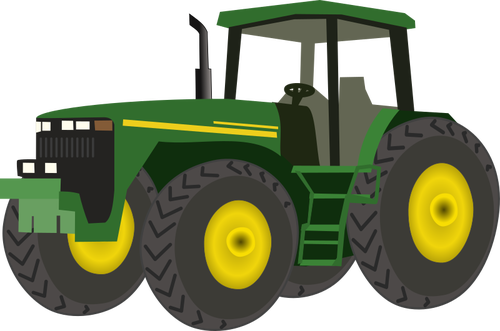 Vektoripiirros maatilan traktorista vihreällä värillä