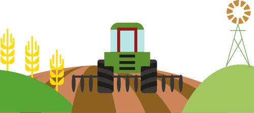 Maatila ja traktori
