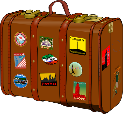 Resväska med klistermärken