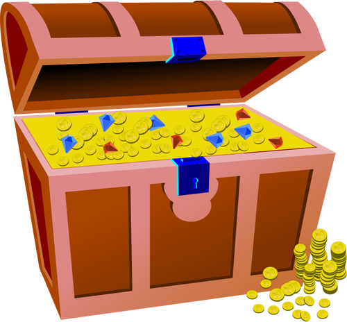 Vektor-Illustration der Schatztruhe voller Münzen