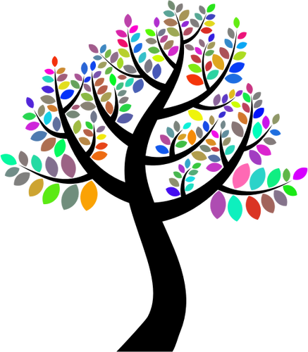 Värillisen puun vektori clipart-kuva