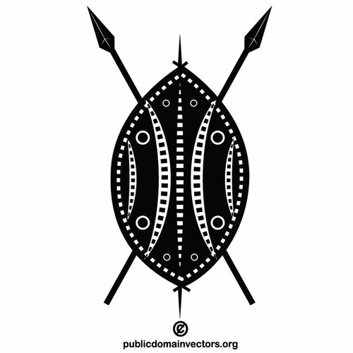 Tribal escudo monocromático clip-art