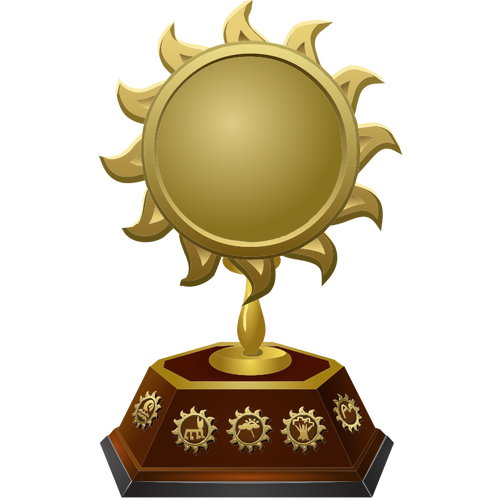 Vektör çizim şeklinde altın güneş trophy