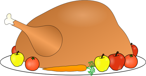Турция блюдо с фруктами и овощами векторные картинки