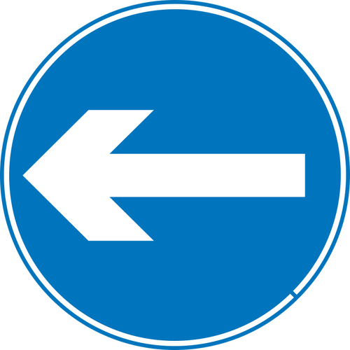 Поверните левый дорожный знак