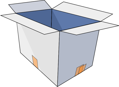 Imagine vectorială a cutie de carton deschisă în poziţie verticală