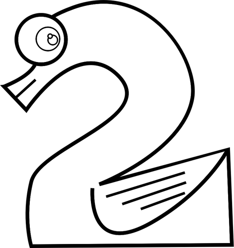 Swan nummer twee lijn kunst vector afbeelding