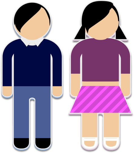 Jongen en een meisje sticker pictogrammen vectorafbeeldingen