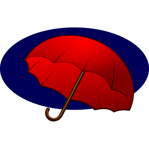 Parapluie rouge sur un graphique de vecteur de fond bleu