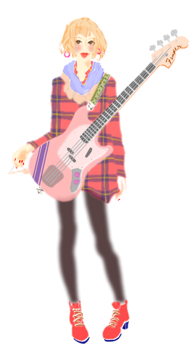 都市女の子ギター プレーヤー ベクトル画像