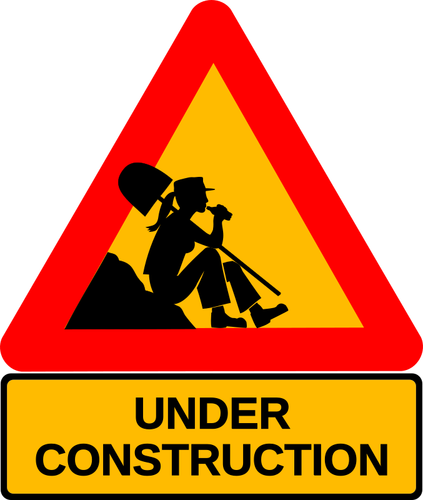 Vrouw op onder bouw teken