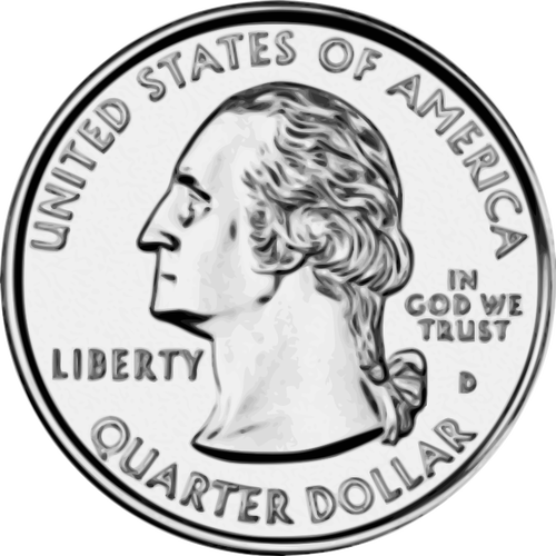 미국 쿼터 달러 동전 벡터 드로잉