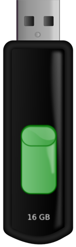 वेक्टर ग्राफिक्स त्यागने योग्य काले और हरे रंग की USB स्मृति फ़्लैश