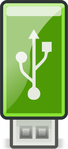 Vektori ClipArt-kuva pienestä vihreästä USB-tikusta