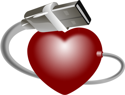 Heart USB stick vector graphics