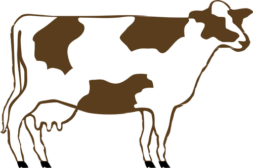 Braune Kuh aus Profil-Vektor-Bild