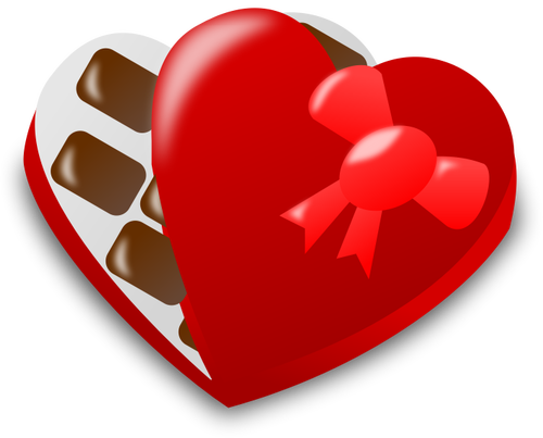 चॉकलेट बॉक्स आधा खुला वेक्टर चित्रण लाल दिल के आकार का