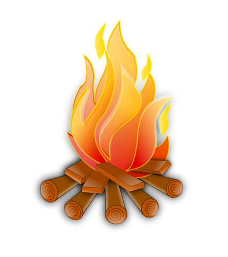 Image vectorielle du feu en bois
