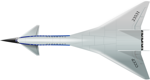 超音速航空機ベクトル クリップ アートのトップ ビュー
