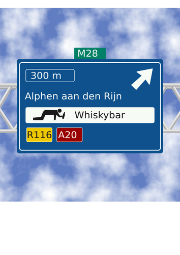 Whisky bar vägmärke