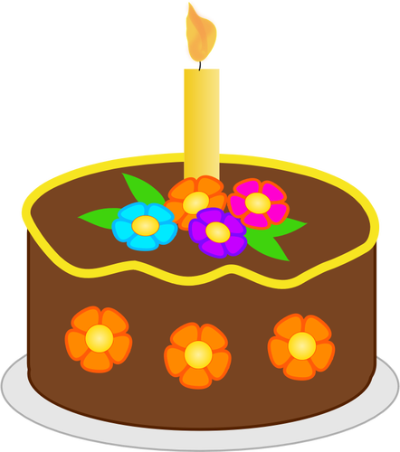 Ilustrasi vektor bunga coklat kue ulang tahun