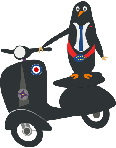 Pinguim em uma imagem vetorial de scooter