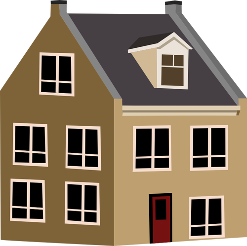 Vektor illustration av brunt hus med stora fönster