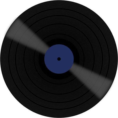 Vector image of vinyl disc with blue label