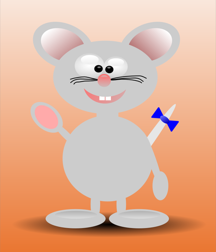 Векторные иллюстрации мультфильм happy мышь стоя с оранжевым фоном