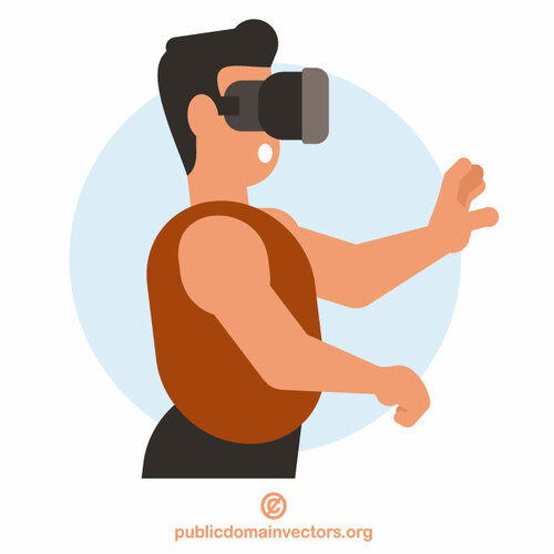 Om cu cască VR