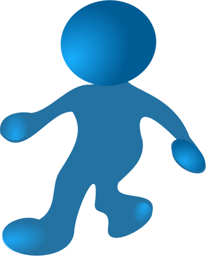 Personaje azul caminando dibujo vectorial